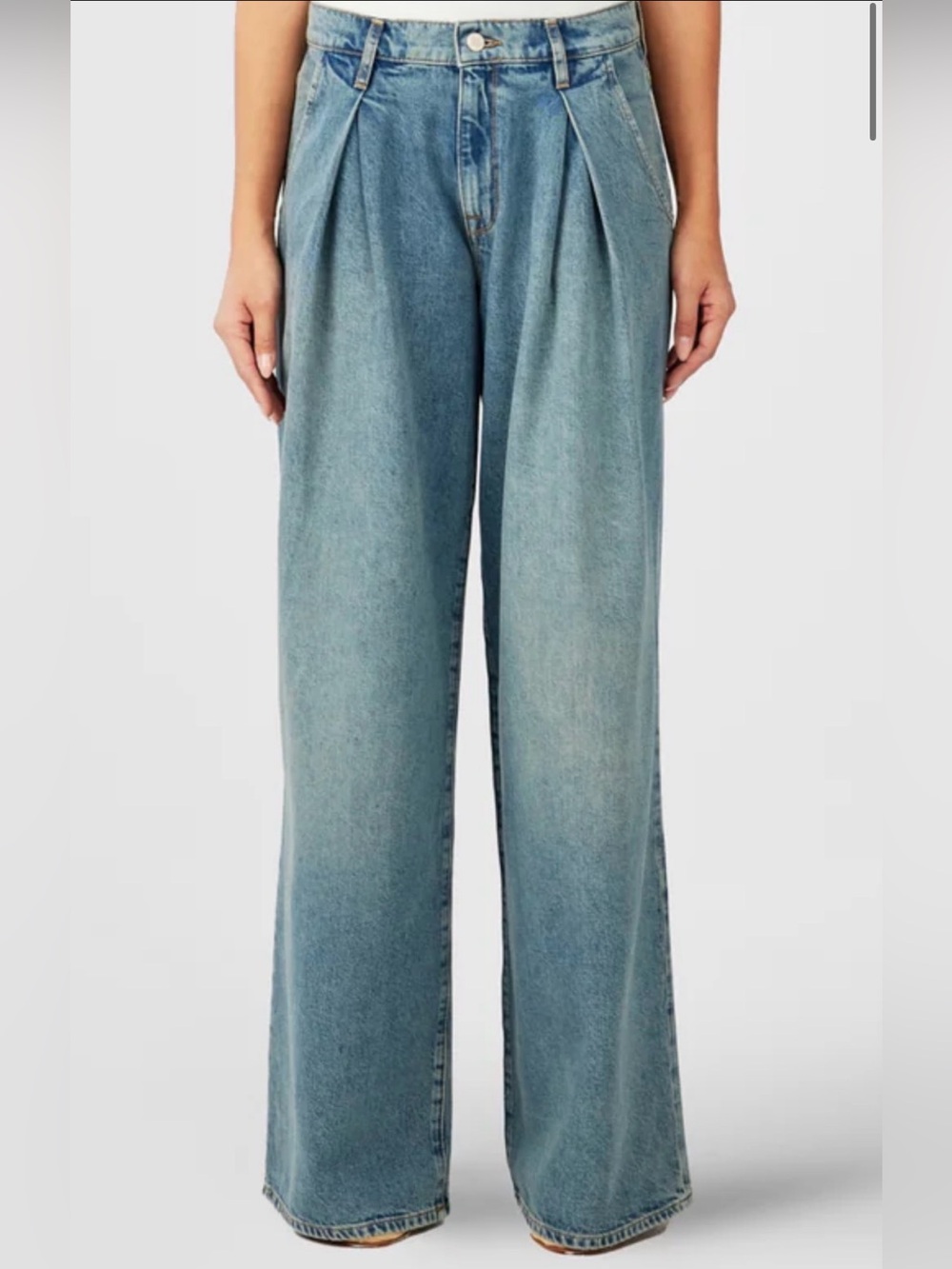 Triarchy Linda Mid-Rise Pleated Wide Leg - Dusky Medium Indigo Never Worn
